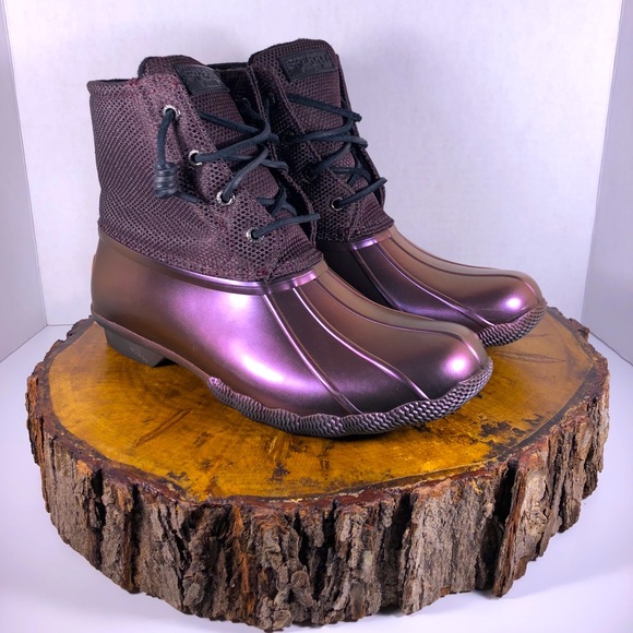 purple sperry boots